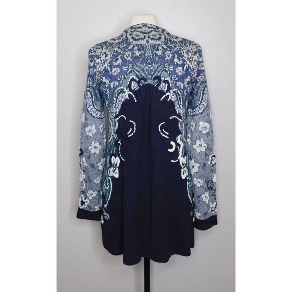 Anthropologie HWR MONOGRAM Emmia Hand-Stitched Embroidered Cardigan Sweater S - Picture 9 of 15